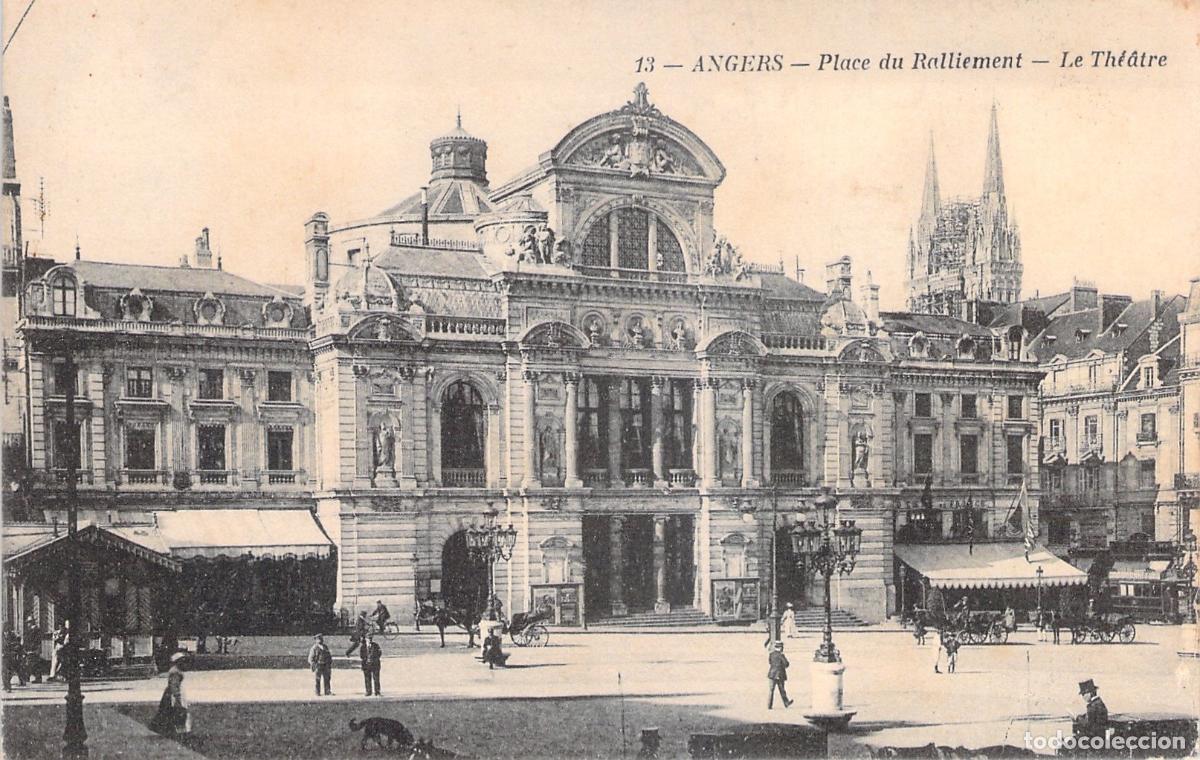 Postales: Postal de Angers, Plaza del Ralliement y el Teatro, Francia