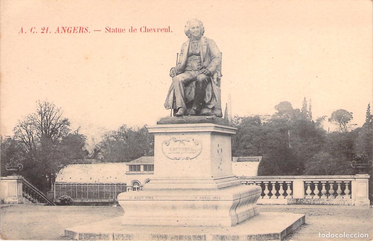 Postales: Postal de la Estatua de Michel Eug&egrave;ne Chevreul en Angers Francia