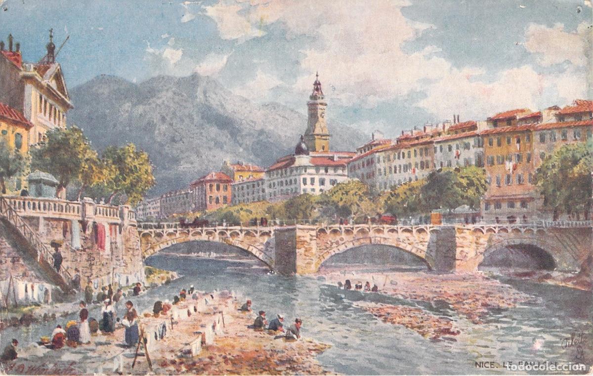 Postales: Postal Ilustrada de Nice Le Paillon con Lavanderas, Raphael Tuck