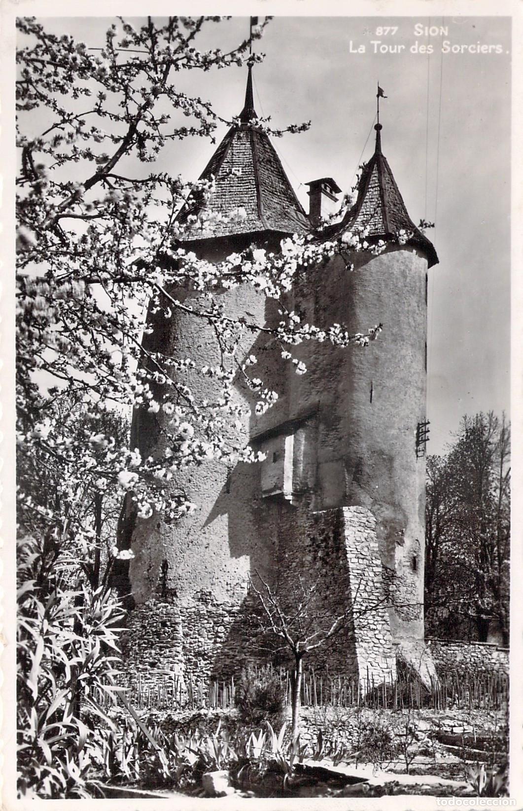 Postales: Postal de la Torre de los Hechiceros (Tour des Sorciers) en Sion, Suiza