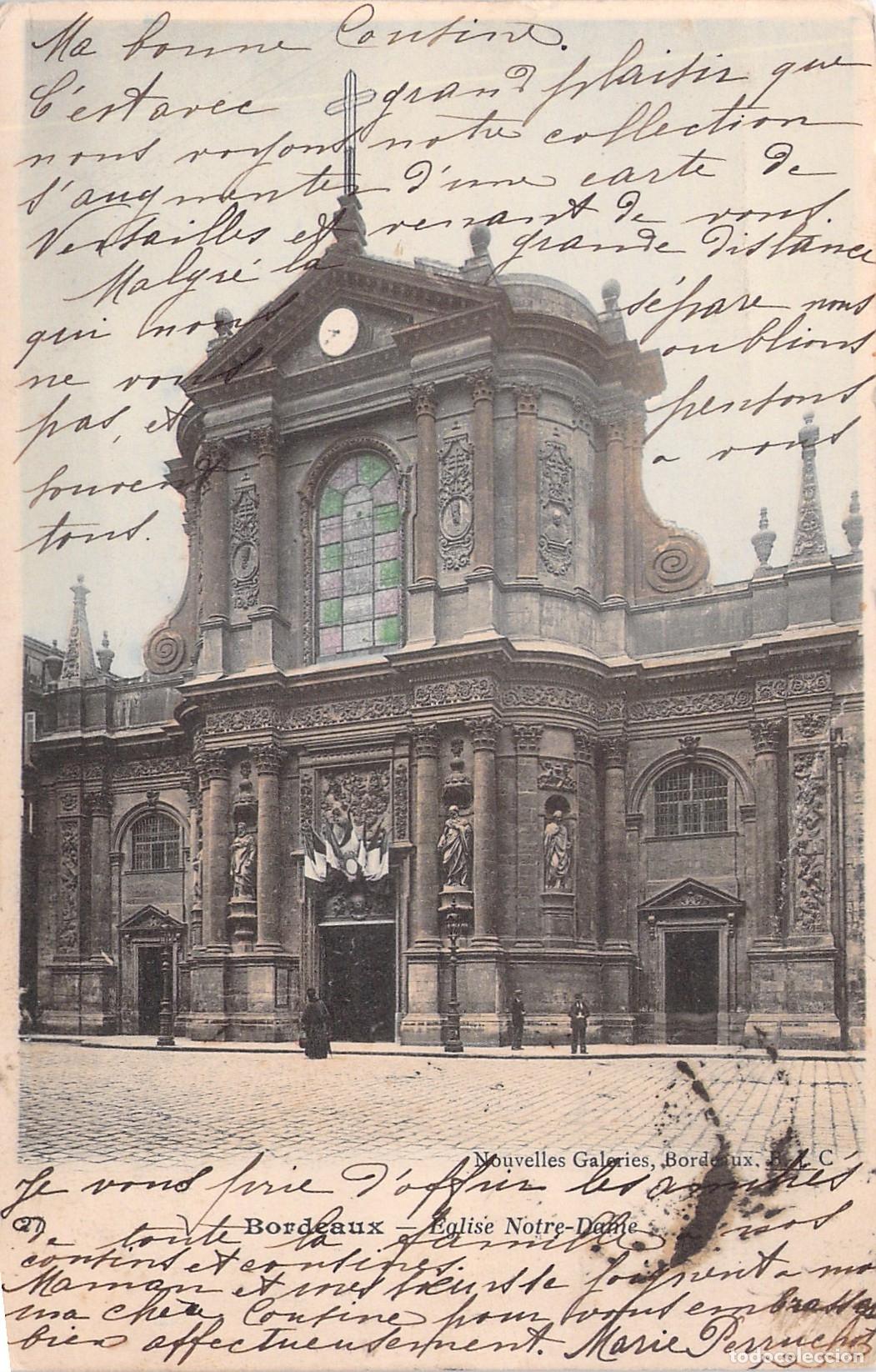 Postales: Postal de la Iglesia de Notre-Dame en Burdeos, Francia