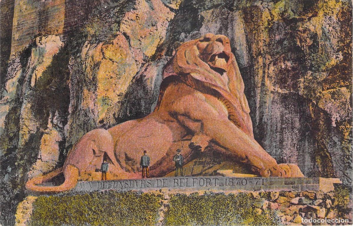 Postales: Postal de la Escultura del Le&oacute;n de Belfort en Francia