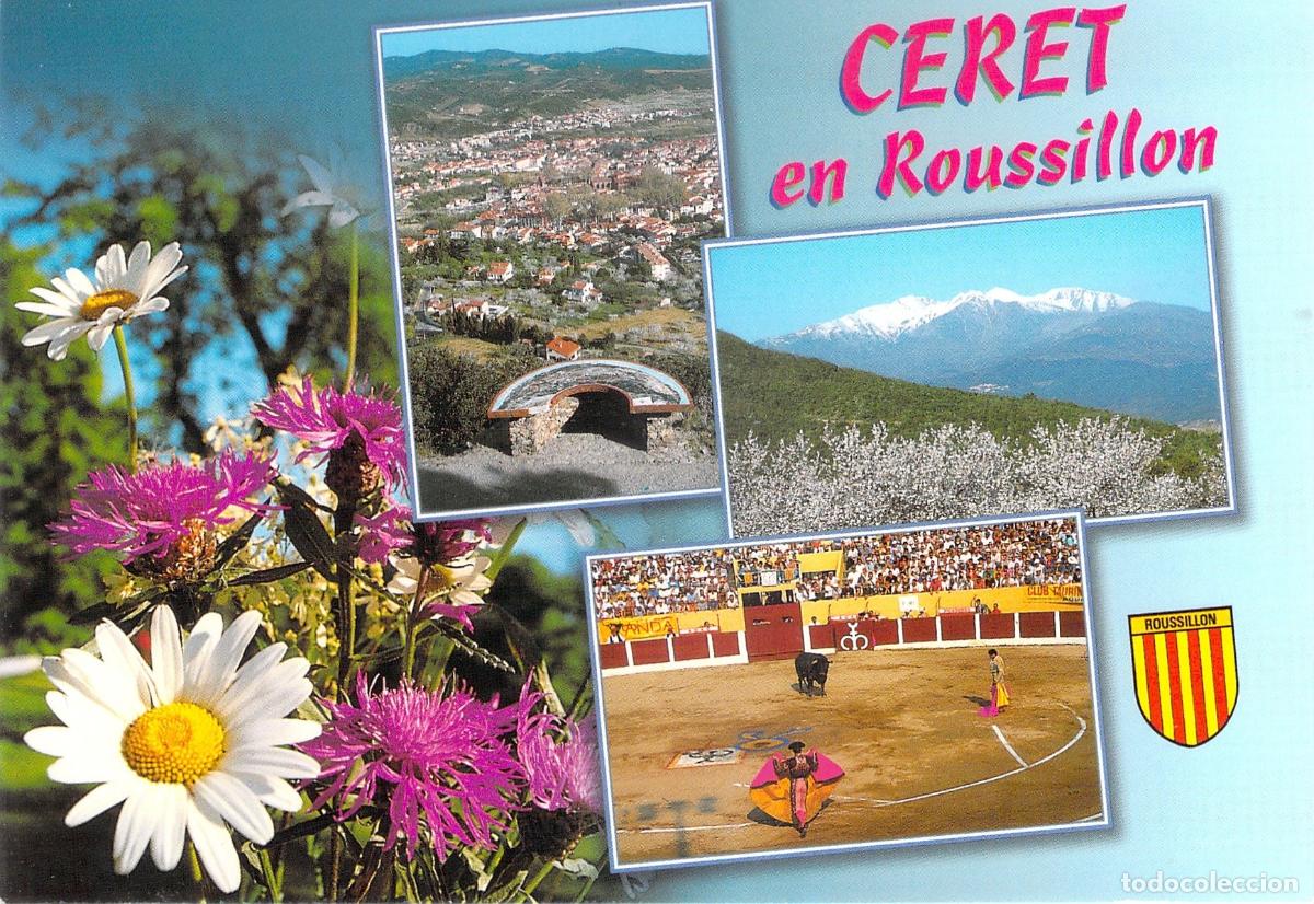 Cartoline: Postal Multivista de C&eacute;ret en Roussillon con Corrida de Toros