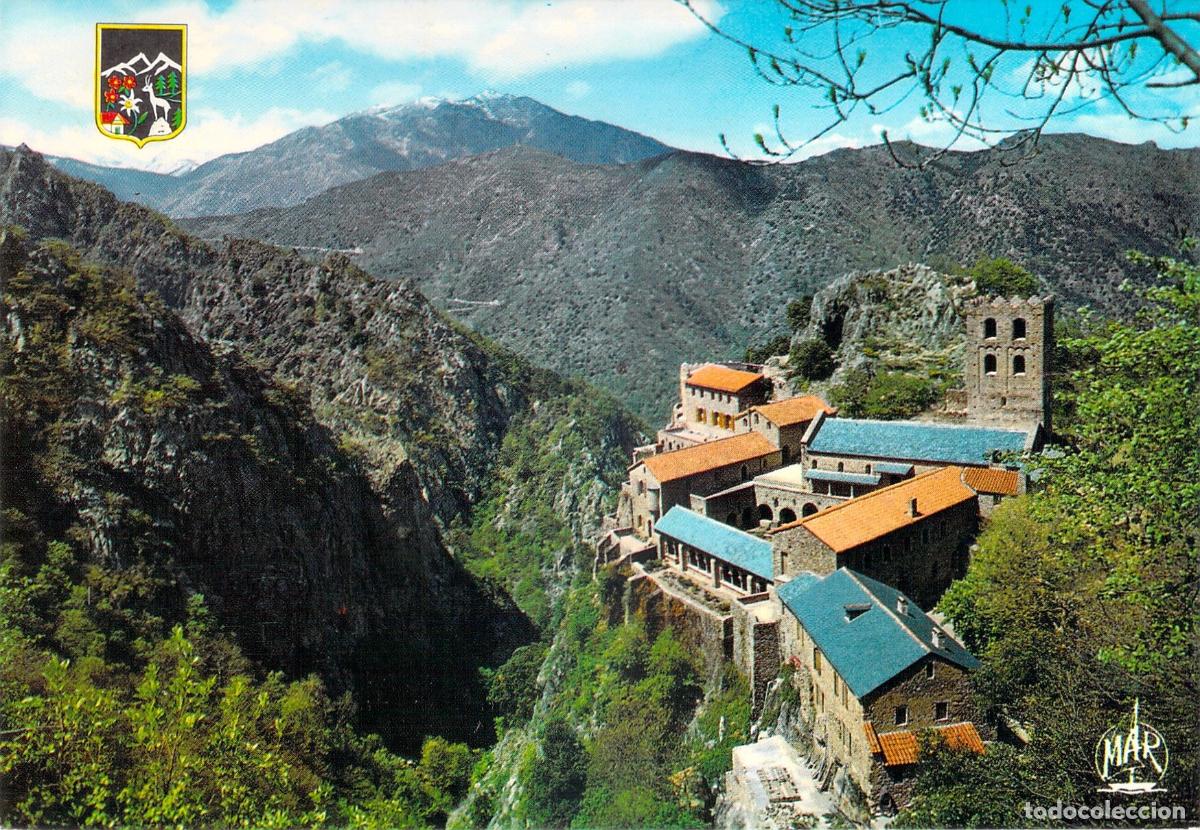 Cartoline: Postal Abad&iacute;a de Saint-Martin-du-Canigou en los Pirineos Francia