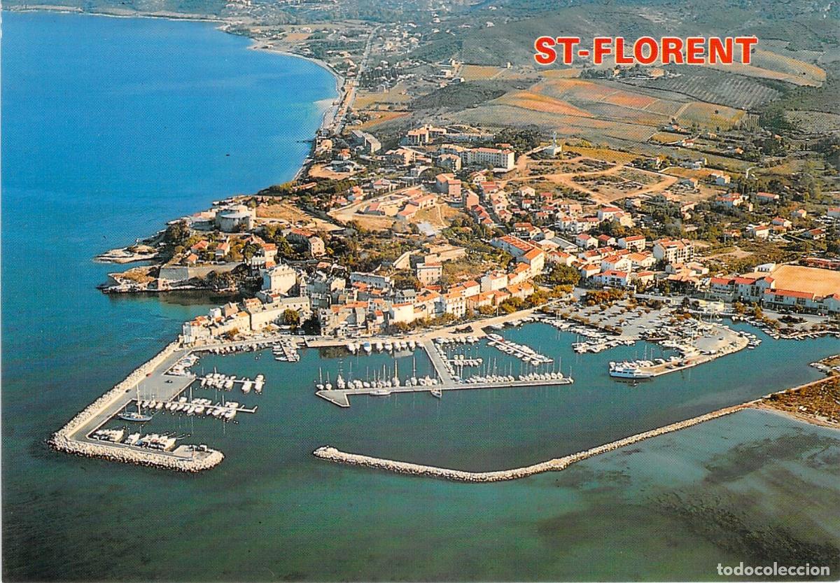 Postales: Postal de Saint-Florent Vista A&eacute;rea del Puerto Deportivo C&oacute;rcega