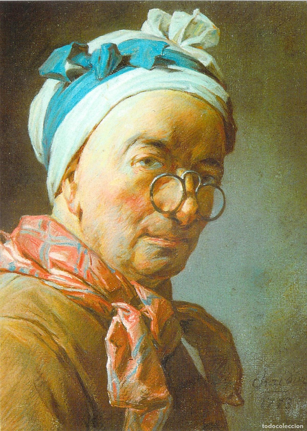 Postales: Postal Art&iacute;stica de Autorretrato con Gafas de Chardin Museo Orleans