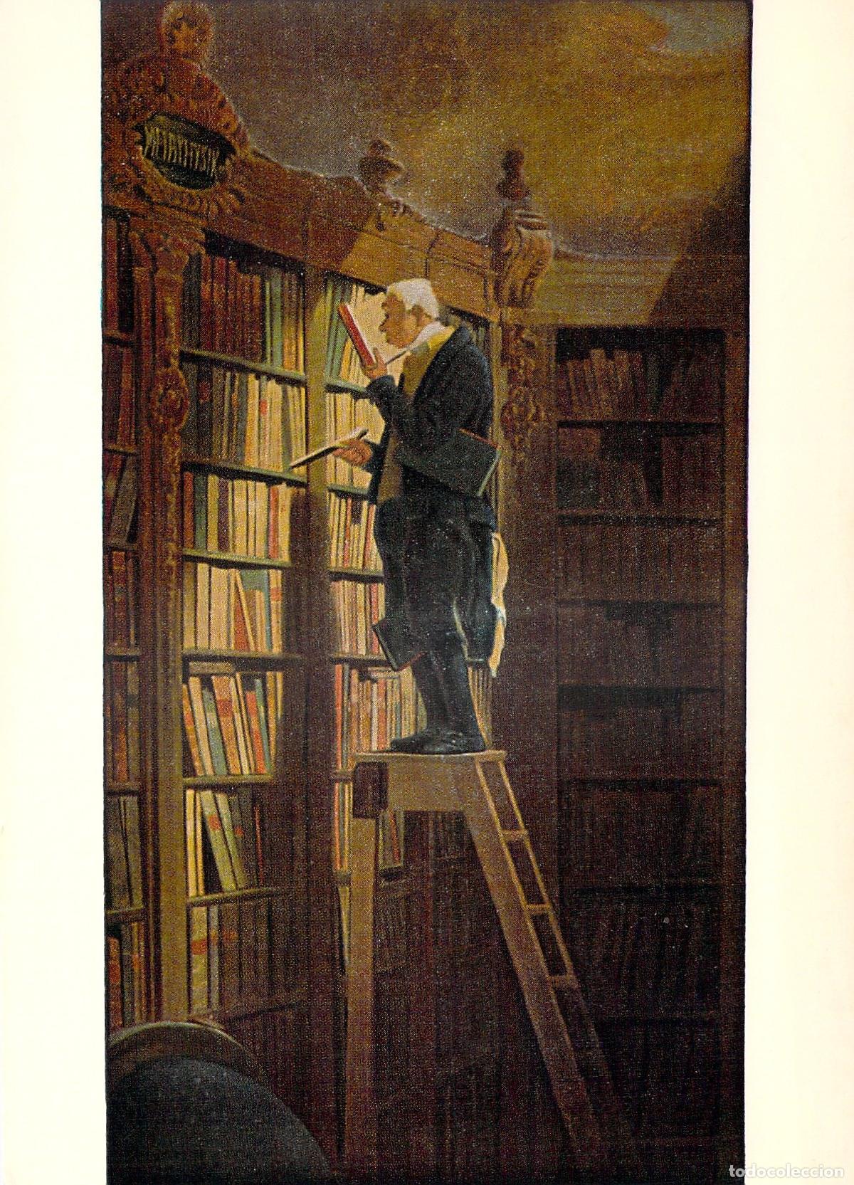 Postales: Postal Art&iacute;stica El Rat&oacute;n de Biblioteca de Carl Spitzweg