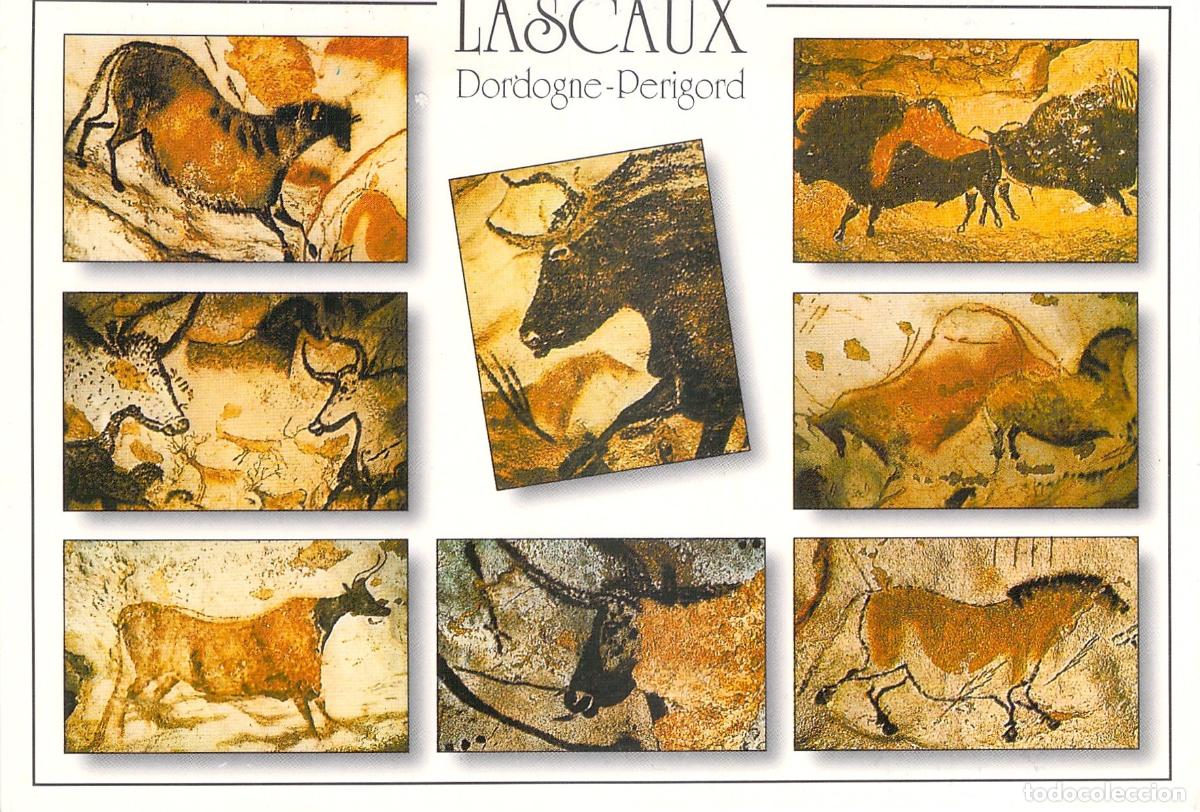 Postales: Postal de la Gruta de Lascaux, Arte Rupestre en Dordo&ntilde;a