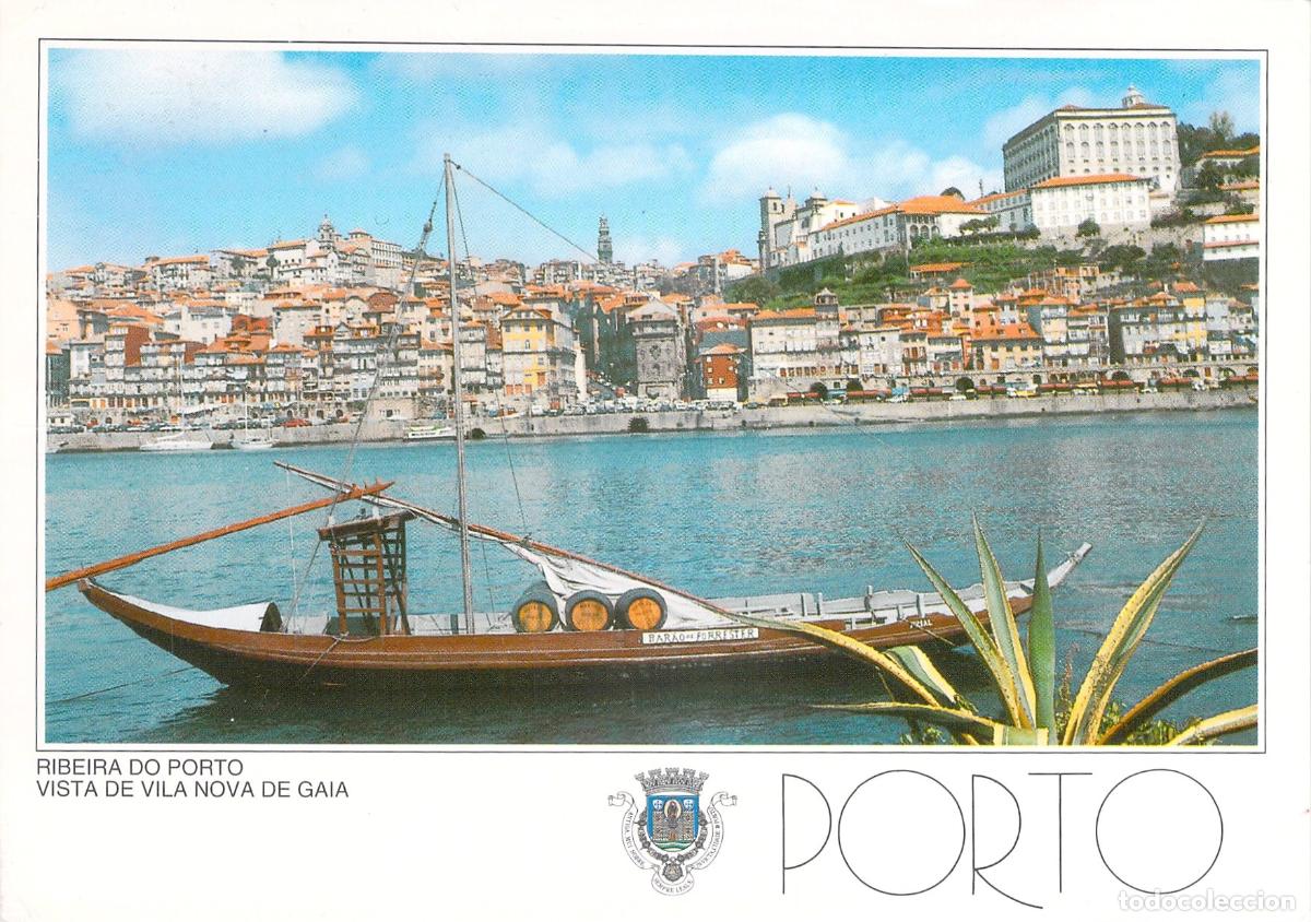 Postales: Postal de Oporto con Barco Rabelo y Ribeira de Portugal
