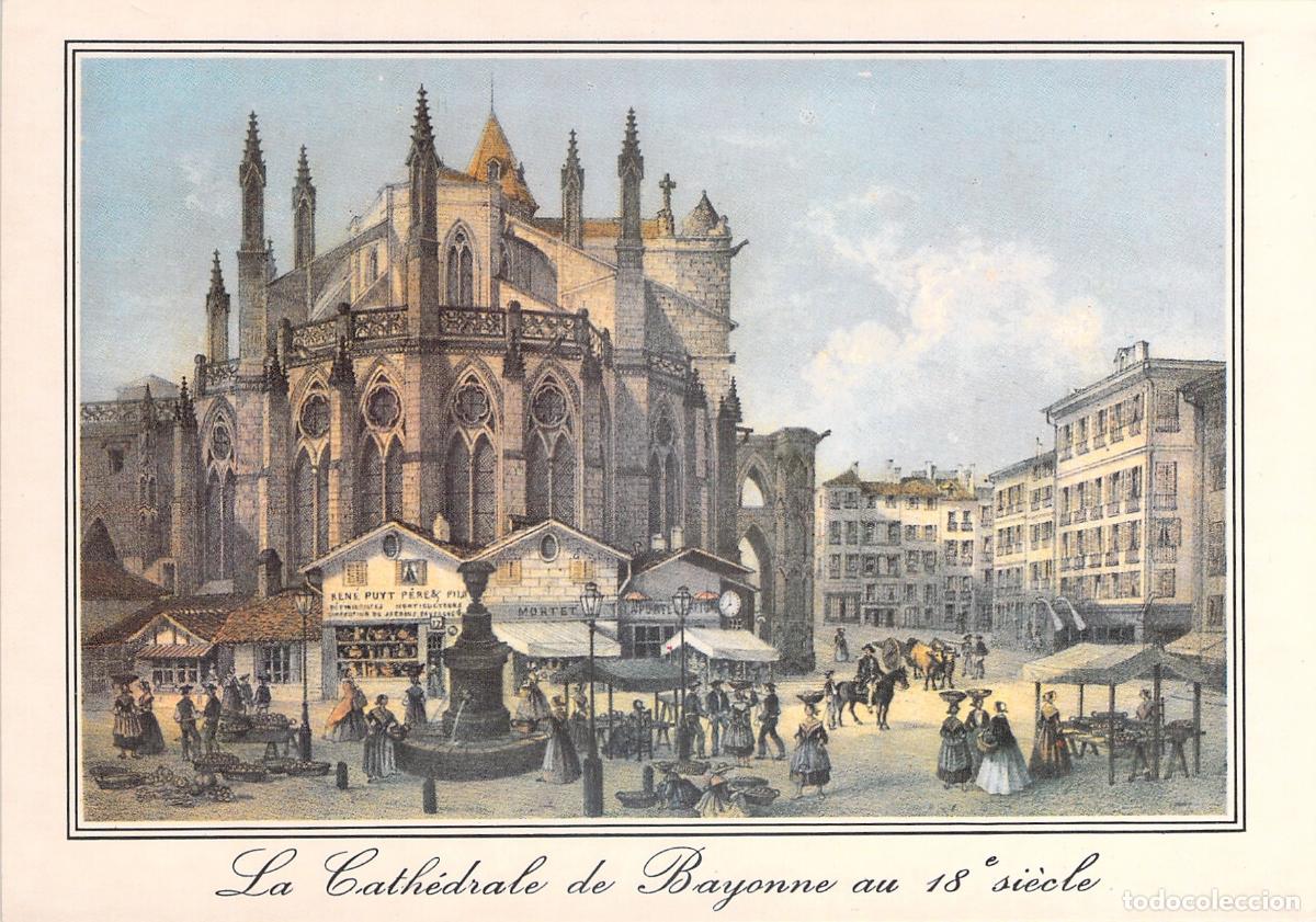 Postales: Postal de la Catedral de Bayona y Plaza del Mercado