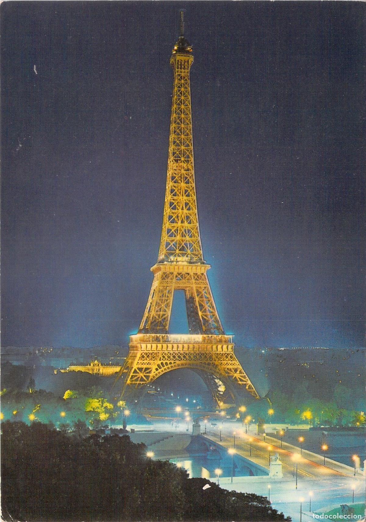 Postais: Postal de Par&iacute;s con la Torre Eiffel Iluminada
