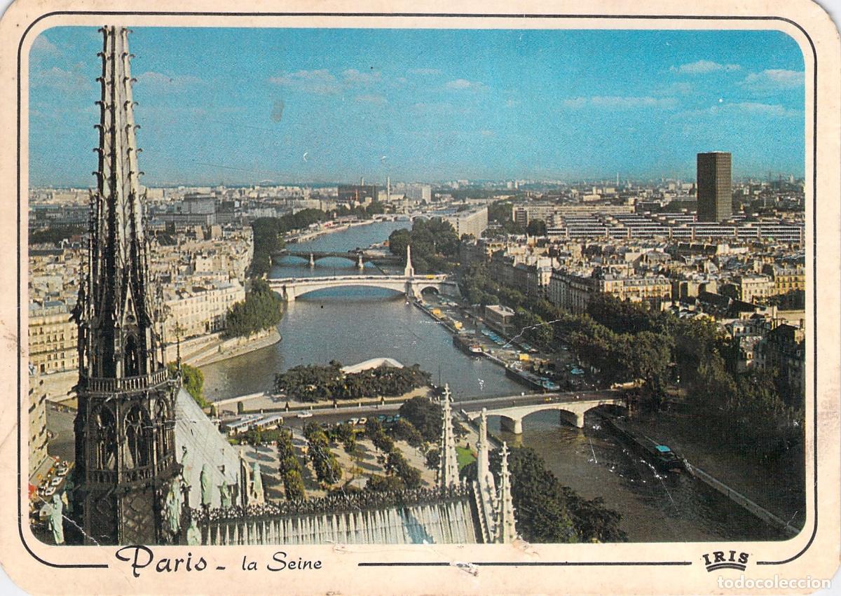 Postales: Postal de Par&iacute;s con vista al R&iacute;o Sena desde Notre-Dame