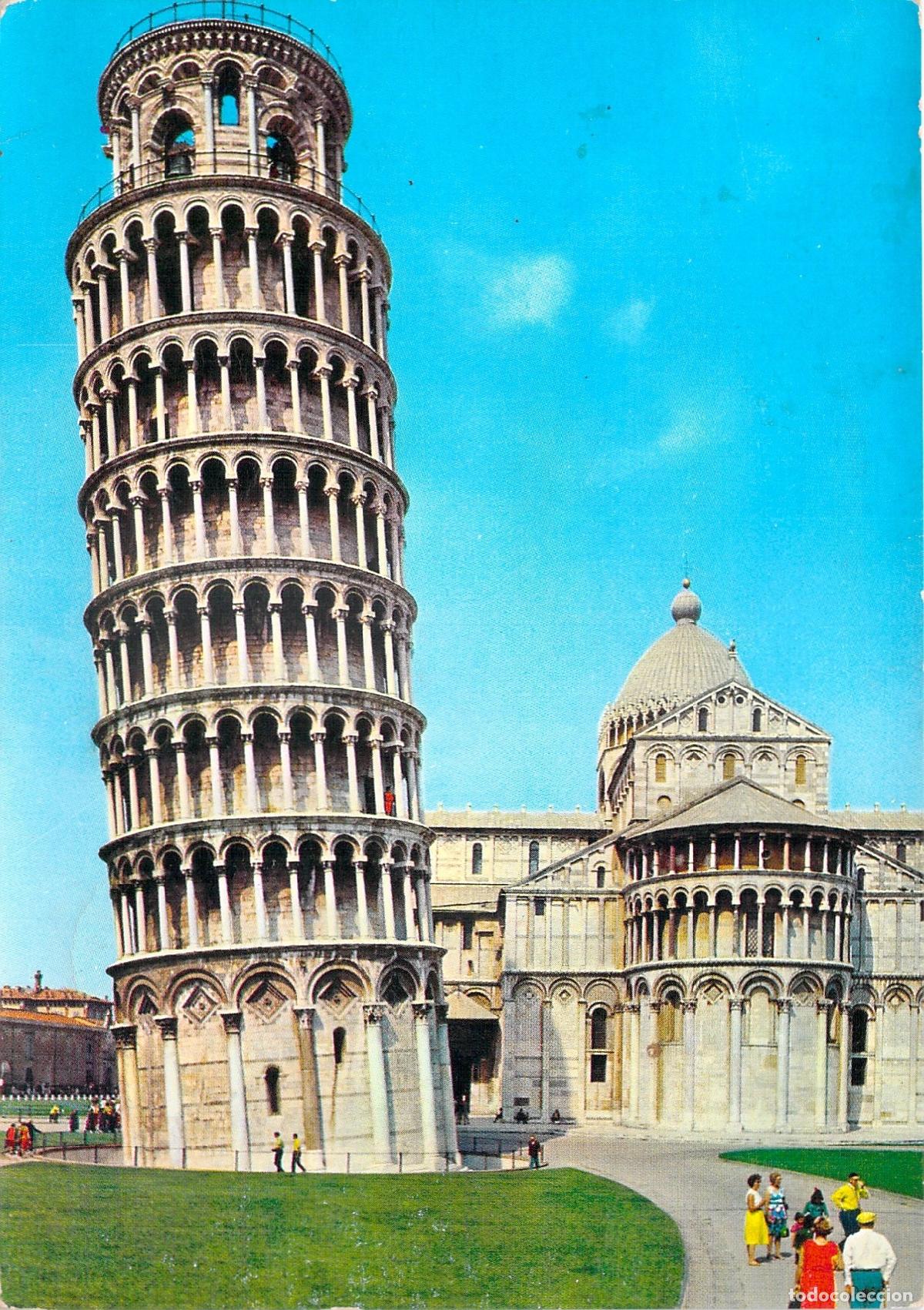 Postales: Postal de la Torre Inclinada y Catedral de Pisa, Italia