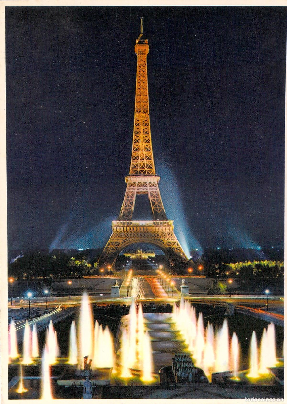Postales: Postal de Par&iacute;s: Torre Eiffel e Iluminaci&oacute;n de los Jardines de Chaillot
