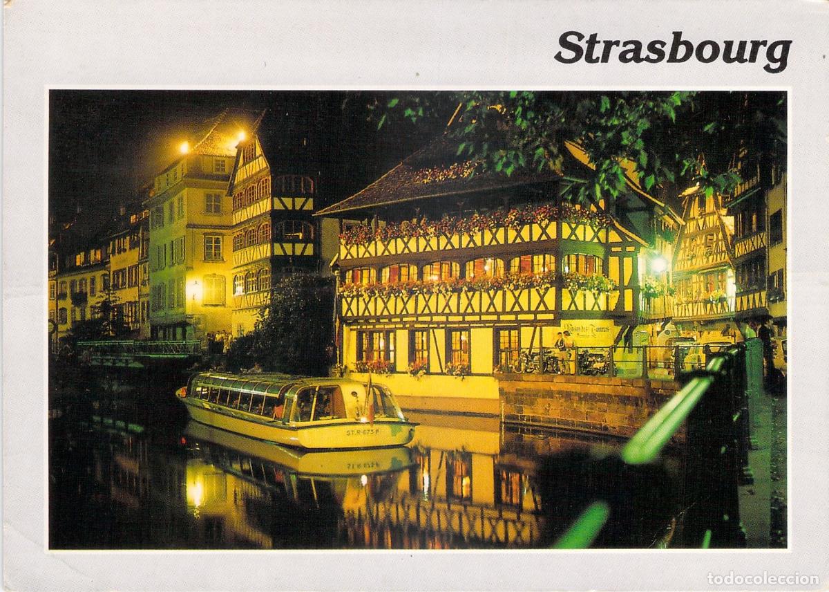 Postales: Postal de Estrasburgo Petite France y Maison des Tanneurs Vista Nocturna
