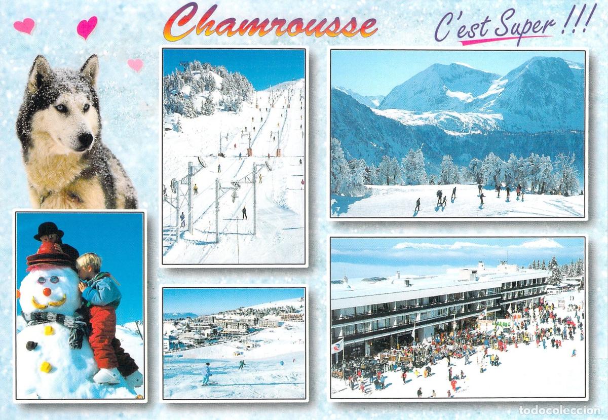 Postales: Postal de Chamrousse, Alpes Franceses y Estaci&oacute;n de Esqu&iacute;