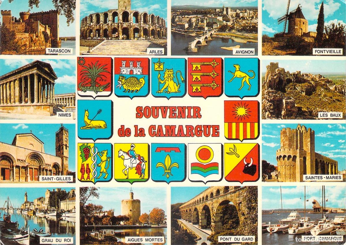 Postales: Postal Souvenir de la Camargue con Escudos y Vistas de Provenza