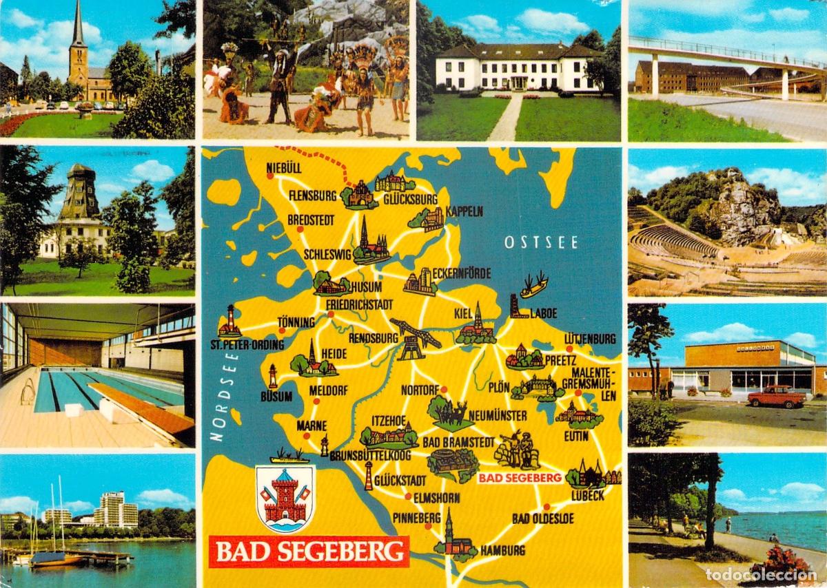 Postales: Postal Multivista de Bad Segeberg con Mapa de Schleswig-Holstein