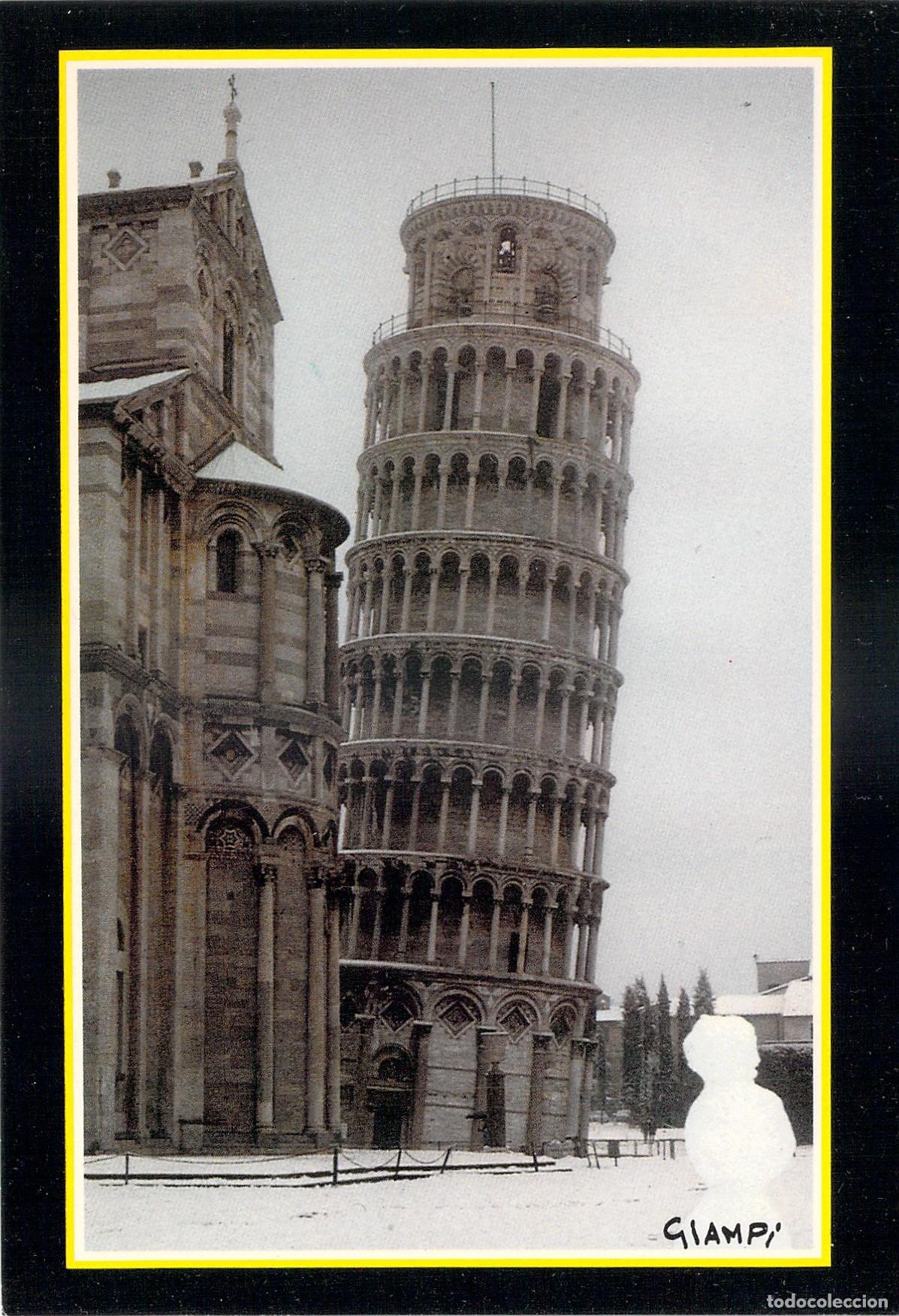 Postales: Postal de Pisa con la Torre Inclinada durante la Nevada Hist&oacute;rica