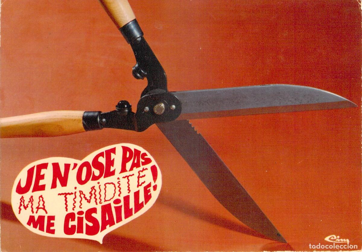 Postales: Postal de Humor Franc&eacute;s Objets Bavards Cizalla Timidez