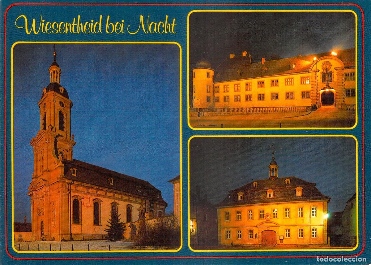 Cartoline: Postal de Wiesentheid de Noche con Iglesia y Castillo