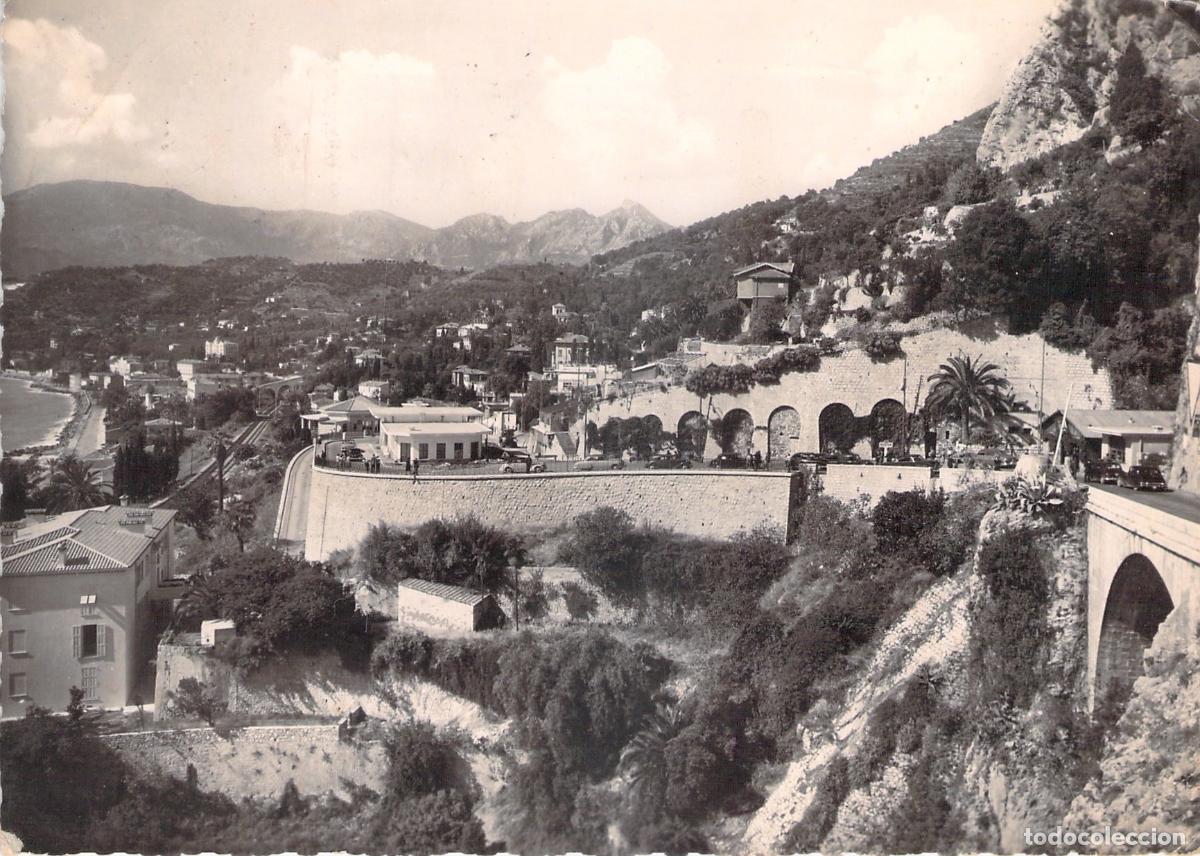 Postales: Postal de Menton, Vista de la Frontera y el Puente Saint-Louis