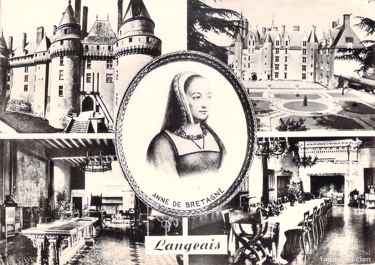 Postales: Postal del Castillo de Langeais y Ana de Breta&ntilde;a, Francia