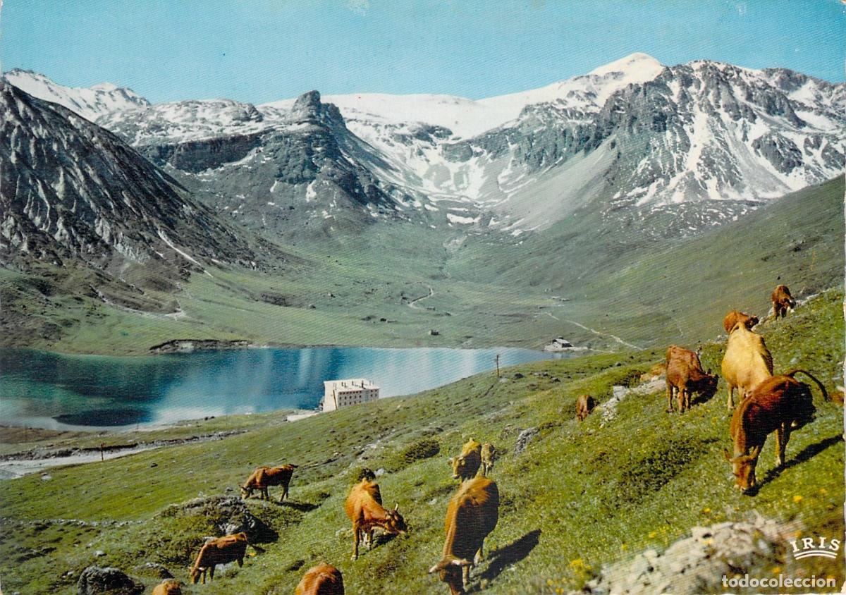 Postales: Postal del Lago de Tignes y la Grande Motte en Saboya