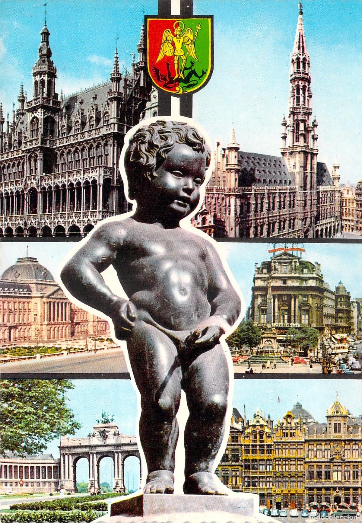 Postales: Postal de Souvenir de Bruselas con Estatua Manneken Pis