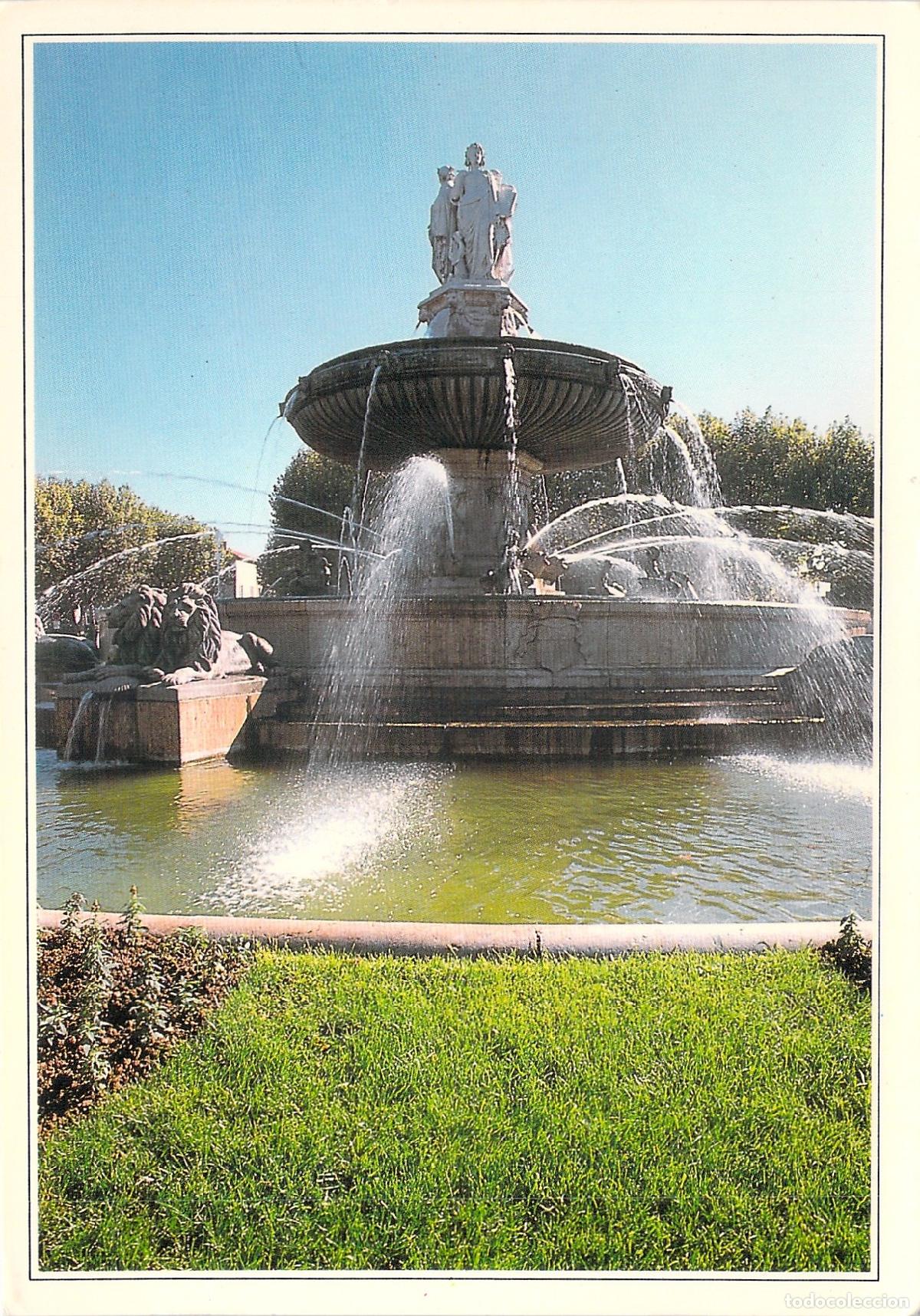 Postales: Postal de la Fuente de la Rotonda en Aix-en-Provence, Francia