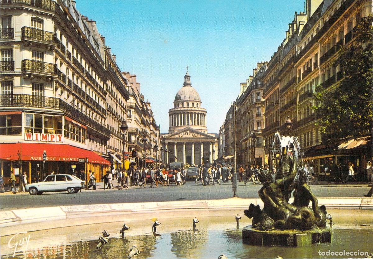 Postales: Postal de Par&iacute;s: Vista de la Rue Soufflot y el Pante&oacute;n
