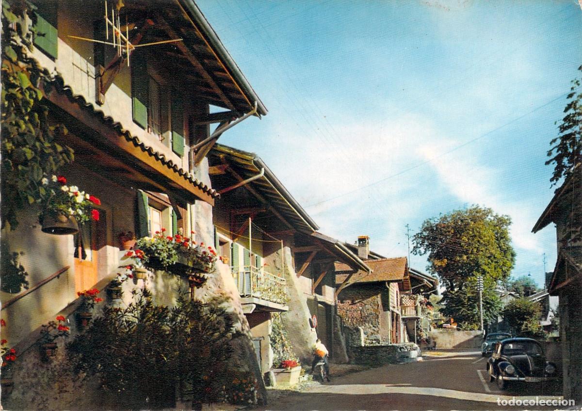 Postales: Postal de Hermance Suiza - Vista de la Rue du Nord con Coche Cl&aacute;sico