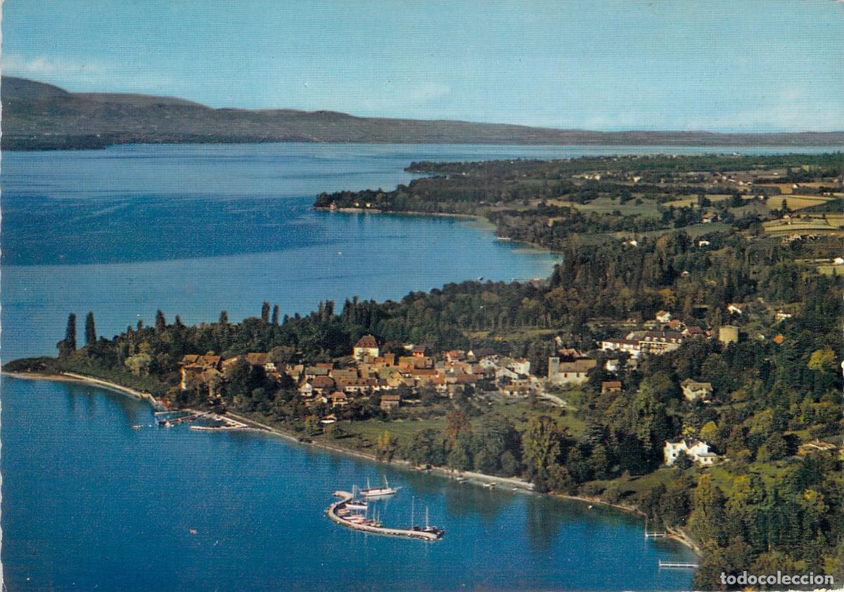Postales: Postal de Hermance, Vista A&eacute;rea General del Lago Lem&aacute;n, Suiza