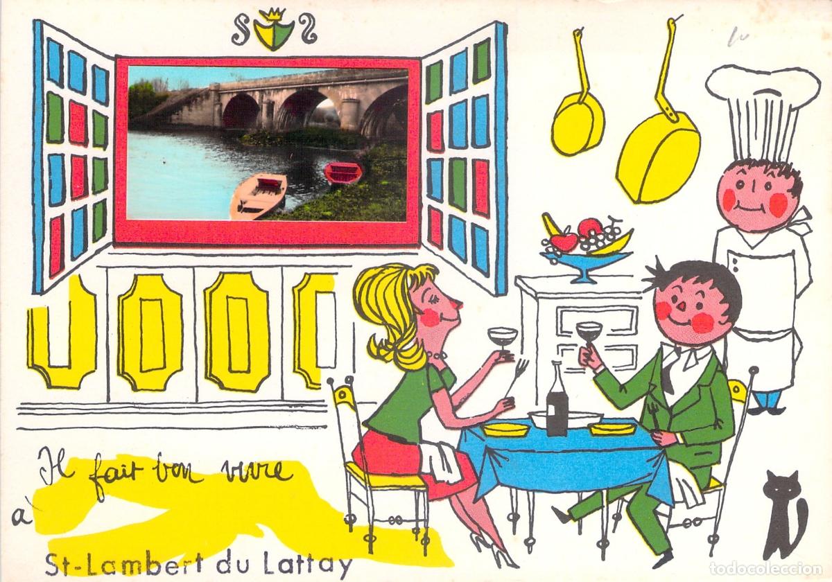 Postales: Postal Humor&iacute;stica con Vista de Saint-Lambert-du-Lattay