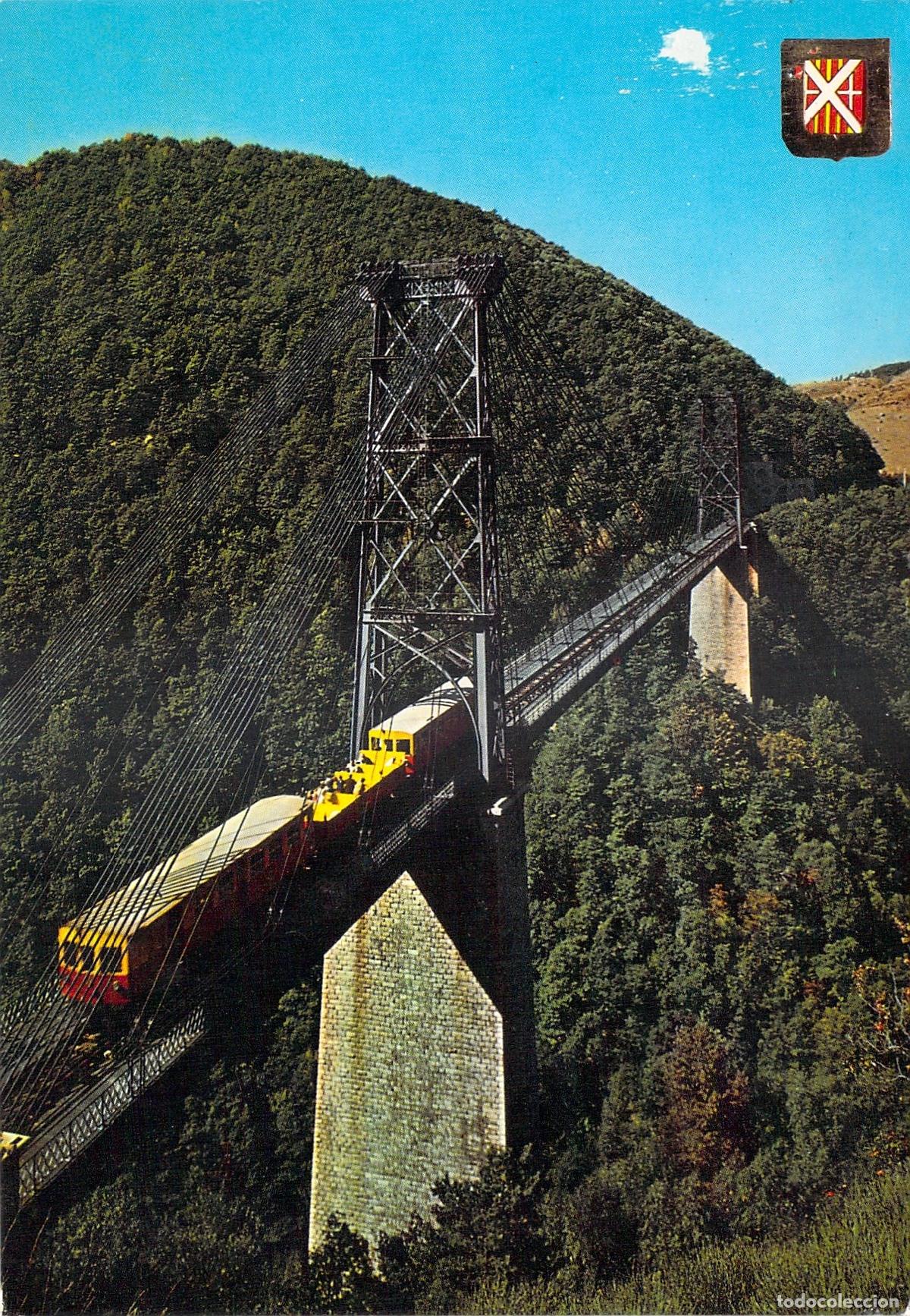 Postales: Postal Puente Colgante Gisclard y Tren Amarillo de la Cerda&ntilde;a