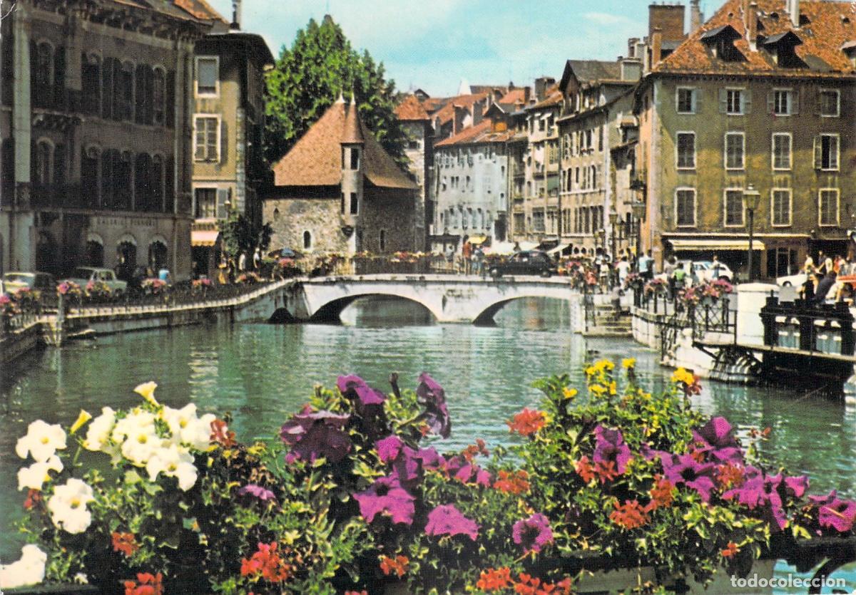 Postales: Postal de Annecy, Palais de l'Isle y Canal Le Thiou