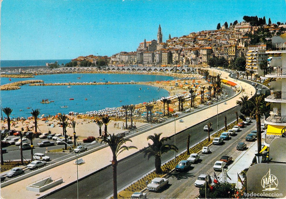 Postales: Postal de Menton La Costa Azul Playa y Ciudad Vieja