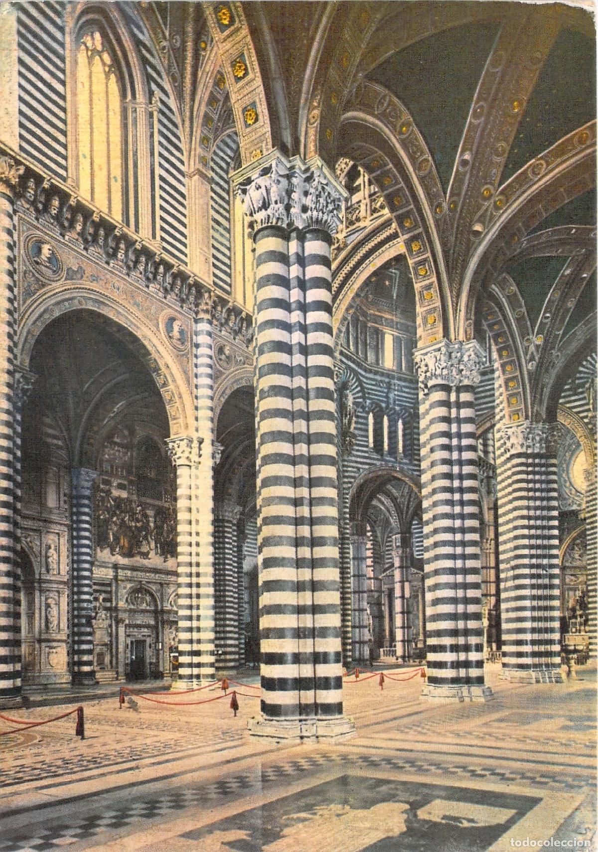 Postales: Postal de la Catedral de Siena: Interior con Columnas a Rayas