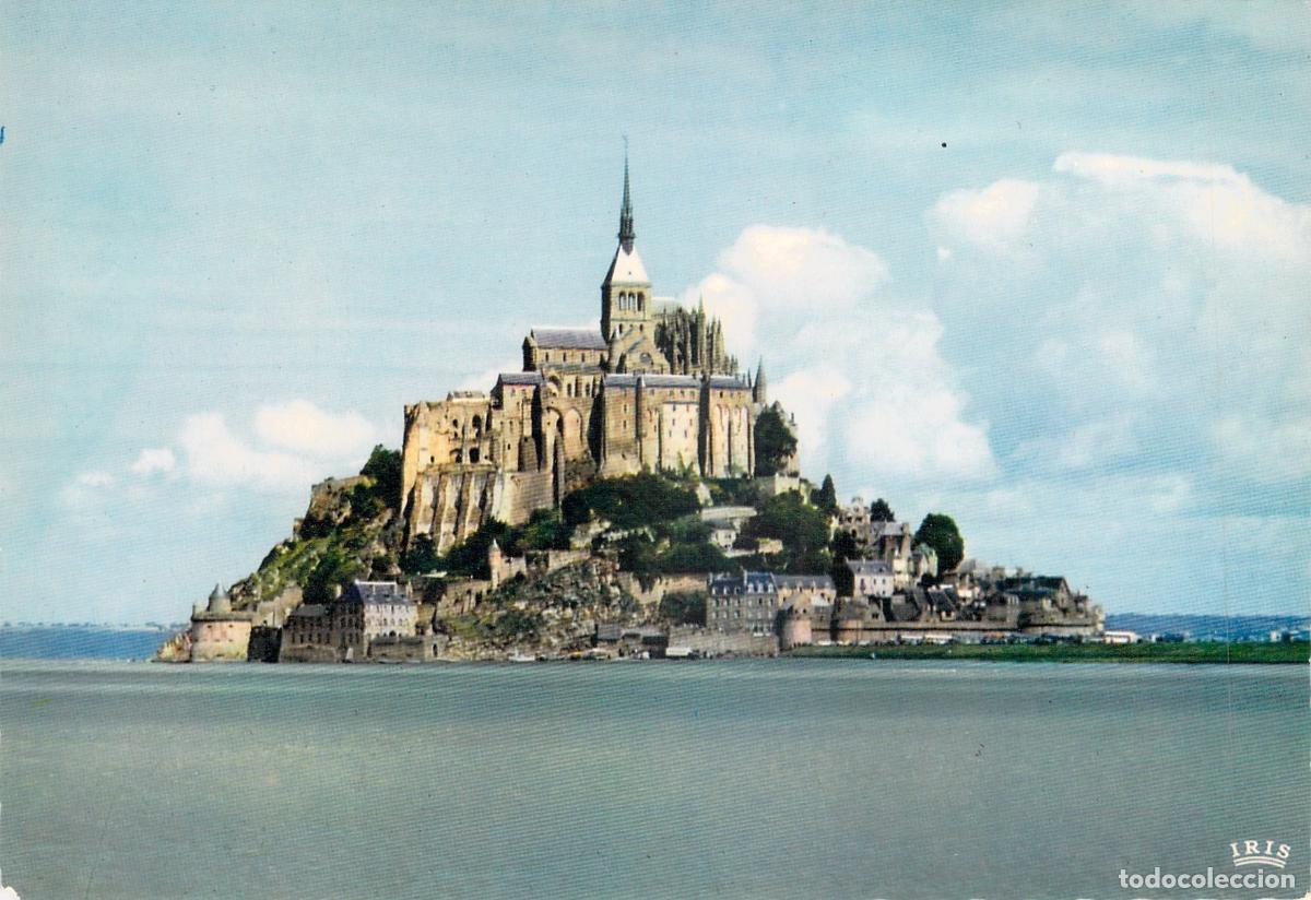 Postales: Postal de Le Mont-Saint-Michel a Marea Alta, Francia