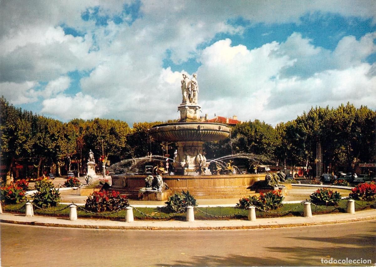 Cartoline: Postal de la Fuente de la Rotonda, Aix-en-Provence, Francia