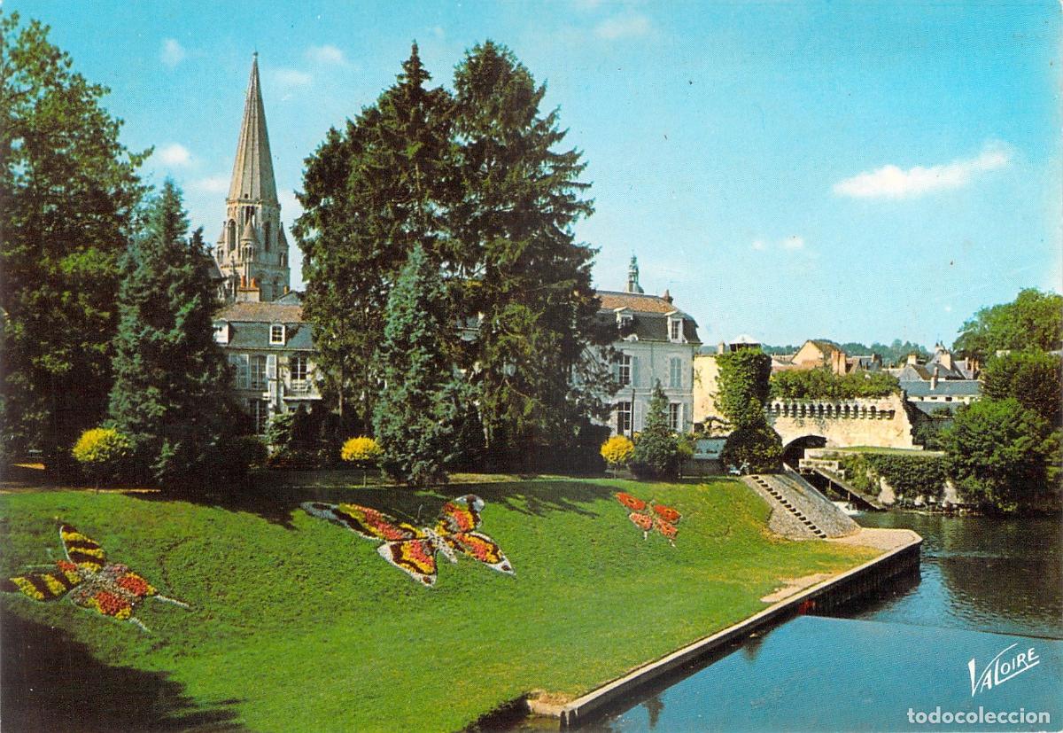 Postais: Postal Jard&iacute;n P&uacute;blico de Vend&ocirc;me y R&iacute;o Loir Francia