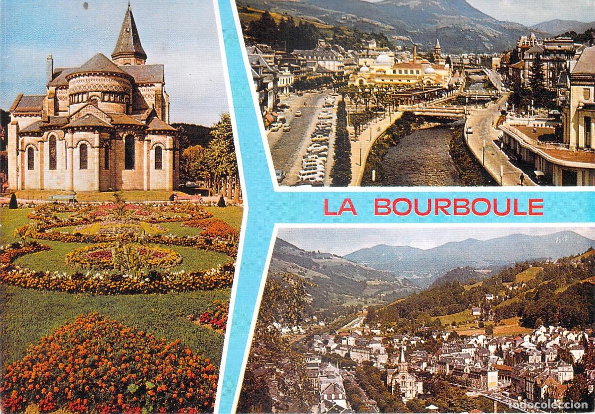 Postales: Postal de La Bourboule Francia: Iglesia, Casino y Vista General