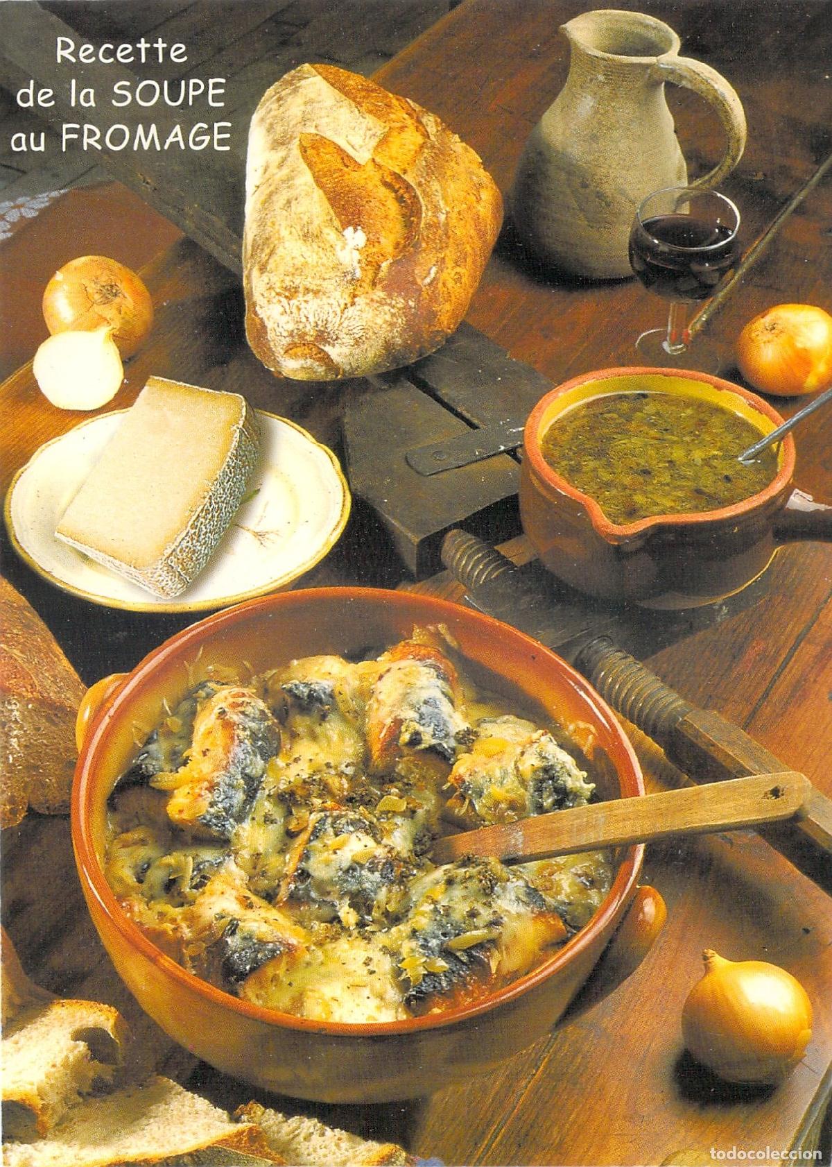 Postales: Postal de Receta Francesa Sopa de Queso Cantal Tradicional