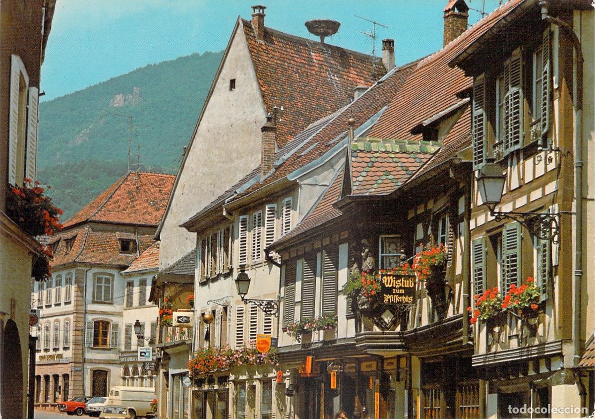 Postales: Postal de Ribeauvill&eacute;, Alsacia: Calle Principal y Casa de los Ministriles