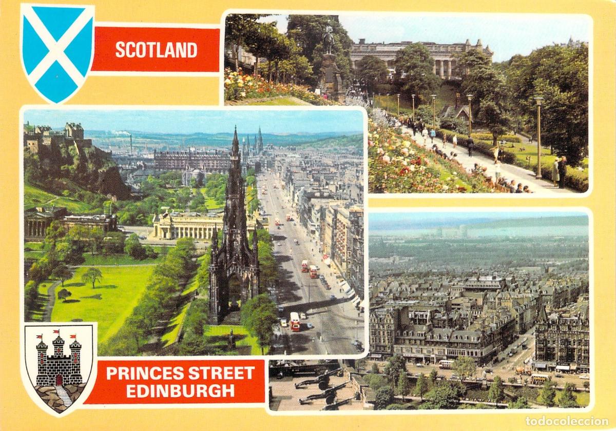 Postales: Postal de Edimburgo Escocia Princes Street y Castillo Monumento Scott