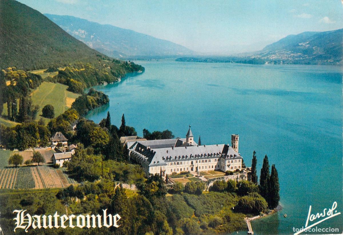 Postales: Postal Abad&iacute;a de Hautecombe y Lago del Bourget en Saboya