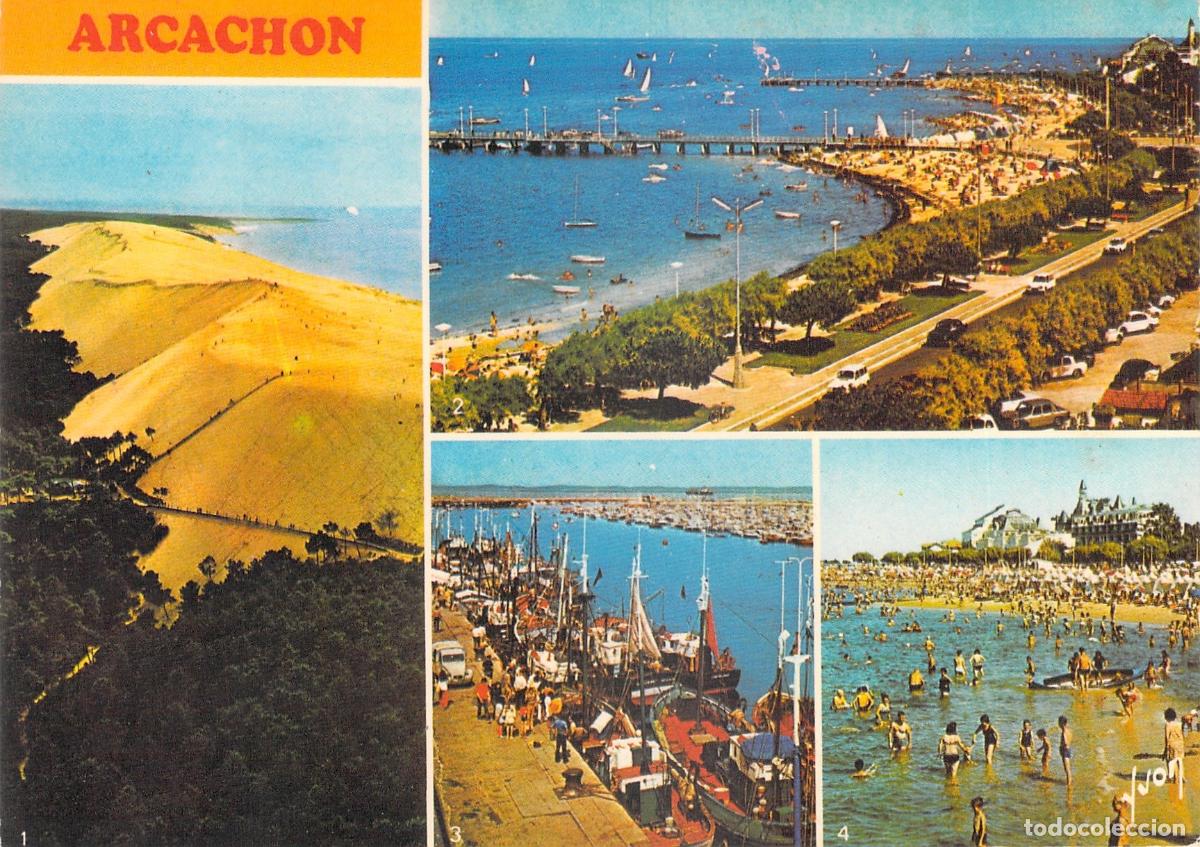 Postales: Postal de Arcachon Francia con la Duna de Pilat y Playa
