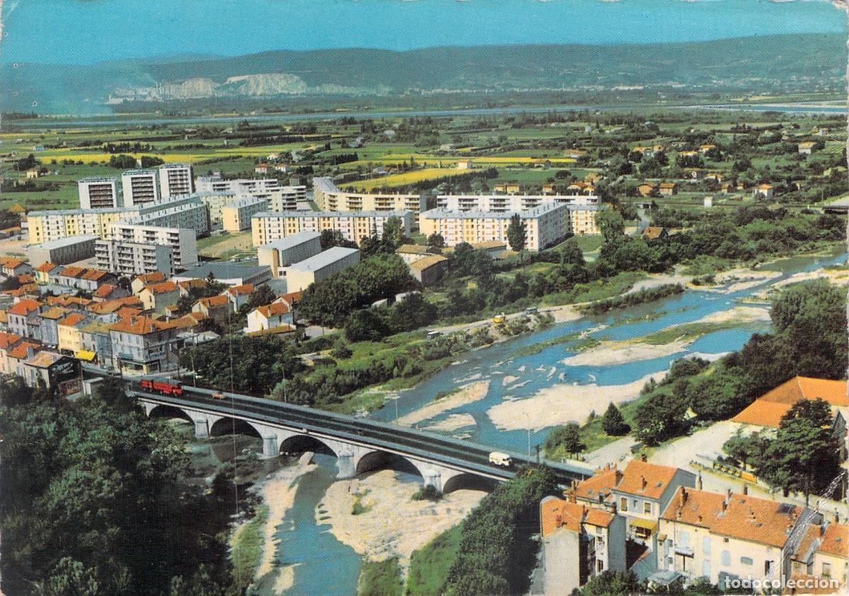Postales: Postal de Vista A&eacute;rea de Mont&eacute;limar, R&iacute;o Roubion y Cit&eacute; de Nocaze