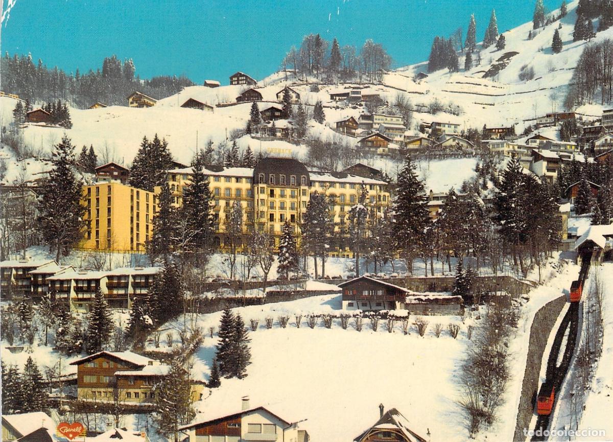 Postales: Postal de Engelberg y el Hotel Terrace en Suiza en Invierno