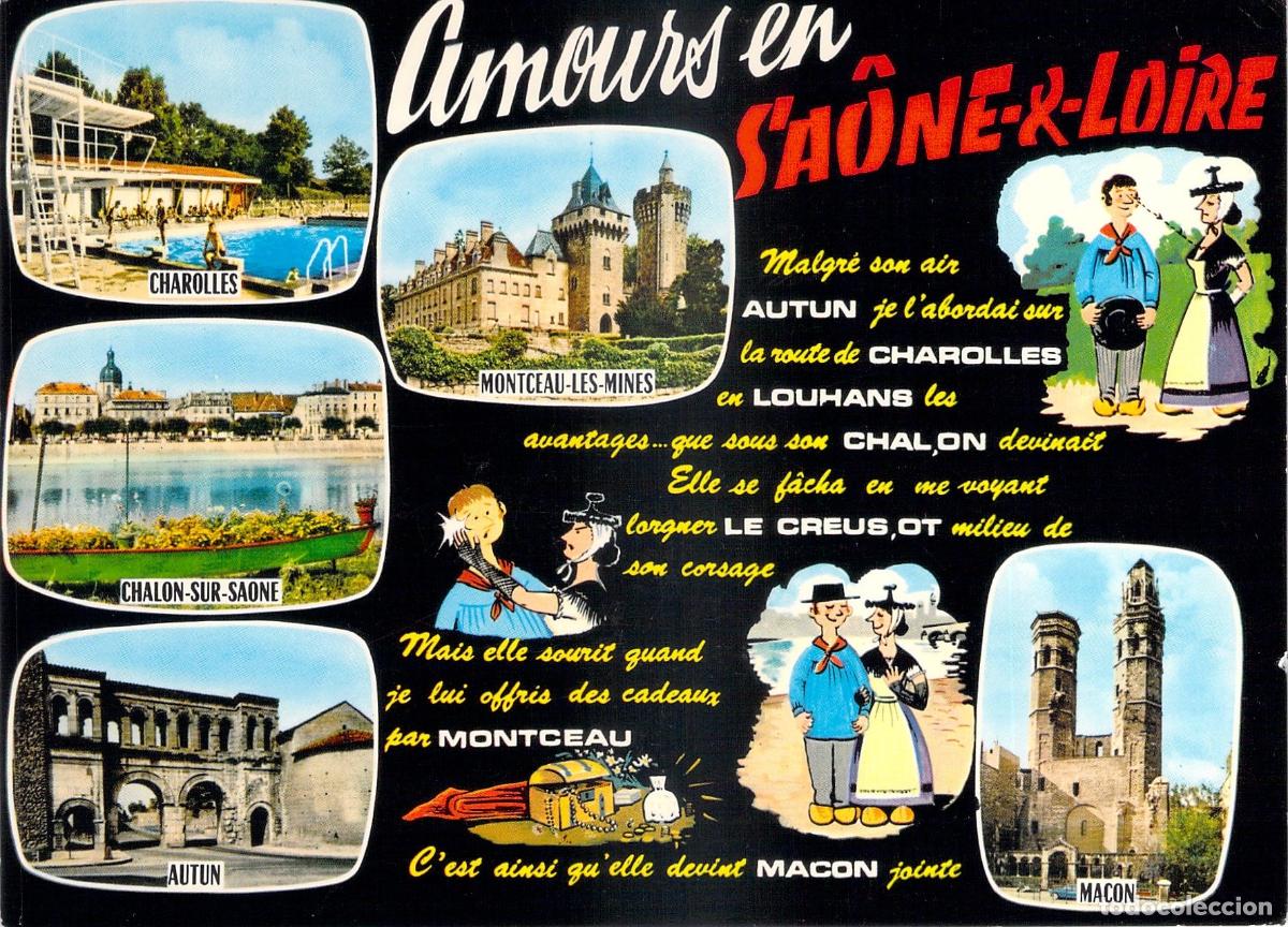 Postales: Postal Tur&iacute;stica Humor&iacute;stica de Sa&ocirc;ne-et-Loire Francia Multivista